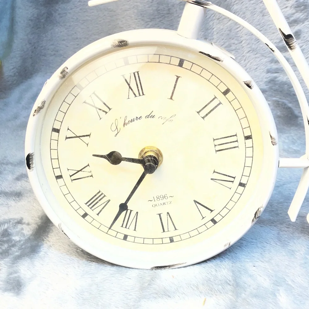 Bicycle Metal Clock Rustic French Café Style 1896 Quartz Decor (Clock Works)